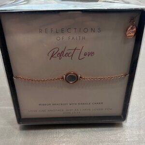 Reflections of Faith Mirror Bracelet Reflect Love Rose Gold Dangle Charm